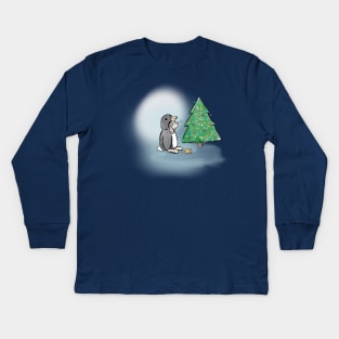 Christmas bunny in penguin suit Kids Long Sleeve T-Shirt